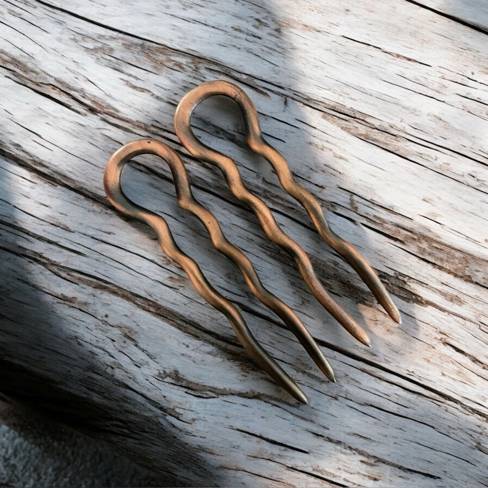 💖 Wavy Metal Hair Fork Set 💖
